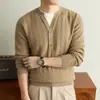 Suéter de Lana Cálido Grueso de Moda Informal de Invierno para Hombre, Tejido Falso de Dos Piezas