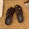 Zapatos de mujer estilo Birkenstock, gamuza suave, suela blanda, estilo francés, colección otoño 2026, sin cordones, antideslizantes, lunares, punta cerrada, media pantufla