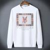 Estación europea industria pesada suéter de pedrería para hombre otoño e invierno marca popular jersey cuello redondo camiseta interior productos europeos talla grande abrigo grueso