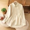 Foto Real de Camisa Chaqueta de Moda de Alto Nivel con Temperamento para Mujer, Nueva de Otoño, Manga Larga, Holgada, Talla Grande, Estilo Retro Original
