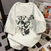Camiseta de Manga Corta con Estampado de Mariposas de Diseño Nicho Retro Americano para Mujer Verano 2026 Casual Holgada de Longitud Media