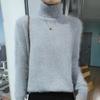 Suéter de visón cruzado de otoño e invierno, suelto, corto, con solapa alta, color sólido, grueso, camisa de base cepillada de lana