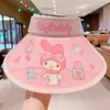 Sombrero Sanrio Kuromi Sombrero de Sol Verano Protección Solar para Niñas Protección UV Sombrero de Sol de Copa Abierta Malla Transpirable