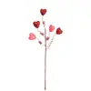 Bouquet Artificial Rojo con Forma de Corazón para el Día de San Valentín Decoración de Fiesta de San Valentín Rama de Corazón con Purpurina