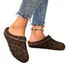 Mules retrô fechadas transfronteiriças com design costurado à mão, sola plana antiderrapante, adequadas para uso externo, mules simples e casuais