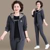 Traje deportivo de otoño para madre de mediana edad estilo extranjero 40-50 años moda femenina abrigo talla grande traje casual de tres piezas