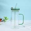 Copo de tubo de vidro borossilicato de alto valor de cor ins copo de água quadrado com alça copo de leite doméstico copo de café atacado