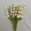 Venta al por mayor de fábrica rama de flor de lirio de cuatro cabezas tejida a mano para decoración de arreglo floral de sala de estar