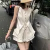 Conjunto de Dos Piezas de Moda Elegante Verano 2026 Estilo Old Money de Alta Gama con Top Moldeador de Cintura y Shorts para Mujer