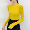 2023 Nuevo Punto de Cuello Medio Alto para Otoño e Invierno, Camisa Base de Punto, Moda y Versátil, Tejido Interior Delgado de Manga Larga para Mujer, Primavera y Otoño