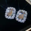 Brincos pingente geométricos cravejados de diamantes com pino de prata, únicos, requintados, modernos, de luxo leve, brincos de alta qualidade com design de nicho