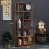 Librero de Madera Maciza Estilo Chino Mueble para Té Vinoteca Estante para Flores Gabinete Divisorio Adornos para Sala de Estar Estante de Almacenamiento de Pie de Múltiples Capas