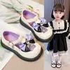 Zapatos de piel para niña Kuromi 2026 primavera nuevos zapatos de princesa para niños para actuaciones, zapatos escolares negros elegantes para niñas pequeñas