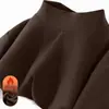 Top cálido de terciopelo alemán de doble cara con cuello alto, manga larga para otoño e invierno, nuevo 2025, color liso, versátil y cómodo para hombres y mujeres, capa base