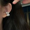 Nuevo estilo coreano de alta calidad, lujo ligero, súper brillante, circonita, perla, clip para cartílago de la oreja, diseño simple, doble estrella, clip para cartílago de la oreja, joyería