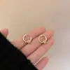 Brincos Redondos de Zircônia Banhados a Ouro Real 18K, Brincos Elegantes Modernos e Simples, Brincos de Luxo Acessível de Nicho e de Alta Qualidade para Mulheres