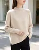Camiseta base de punto de terciopelo Andy de tres hilos con cuello semi-alto para mujer, nuevo jersey texturizado de manga larga para otoño e invierno, top casual