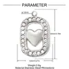 Colgante Retro Francés Corazón de Melocotón Cepillado DIY de Acero Inoxidable para Mujer con Pedrería Forma de Corazón Collar Redondo Titanio Acero Joyería Charm