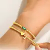 Aliexpress Pulsera Transfronteriza de Zirconia con Forma de Corazón de 26 Letras Nueva Moda Simple Elegante Joyería de Piedras de Nacimiento al por Mayor
