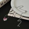 Collar de Amor Rosa Estilo Francés Super Hada Microincrustado Cadena para Clavícula Estilo Coreano Clásico Distintivo Lujo Ligero Cadena para Clavícula con Cordón