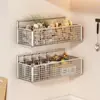 Cesta de Verduras de Pared Usada para Cocina, Estante de Almacenamiento de Pared sin Taladro, Cesta de Almacenamiento para Cebolletas, Jengibre, Ajo y Condimentos Junto al Fregadero