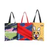 Bolsa de Lona Portátil de Gran Capacidad, Bolsa de Compras Ecológica para Supermercado, Bolsa Tote Creativa y Linda para Estudiantes al por Mayor