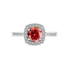 Anillo de Moissanita Clásico Cuadrado Bolsa 1 quilate Anillo de Moissanita para Mujer Anillo Chapado en Platino de Plata S925 para Mujer
