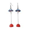 Pendientes de plata de ley 925 con diseño retro chino de loto azul quemado y cinabrio con forma de flor de loto para mujer, con forma de fénix