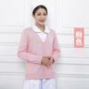 Suéter cárdigan de enfermera para mujer, tejido de punto azul marino, chaqueta de uniforme de doctor y enfermera, prenda exterior gruesa y forrada de polar para personal médico