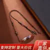 Cuentas de ágata natural con paisaje, collar largo hecho a mano estilo Tíbet con cordón trenzado, joyería decorativa al por mayor