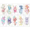 Pegatinas de Tatuaje para Brazo Estilo Ins Animal Oscuro Floral, Patrón Grande Realista Cabeza de Ciervo Martillo Set Floral Pegatinas de Tatuaje Hechas a Medida