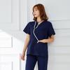 Roupas de lavagem à mão verde escuro de algodão puro Roupas de lavagem à mão masculina de manga curta Roupas de escova de mão Médico Enfermeira Roupas de isolamento Conjunto de roupas de trabalho de algodão