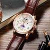 LIGE Nuevo Reloj de Cuarzo para Hombre con Tres Ojos y Seis Manos Transfronterizo, Elegante Multifuncional Resistente al Agua