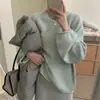 Suéter de Punto de Manga de Linterna de Estilo Coreano Holgado Talla Grande para Mujer Primavera, Otoño e Invierno Nuevo Suéter de Punto Holgado con Top Interior para Mujer
