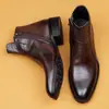 Sapatos Masculinos de Cano Alto em Couro Italiano, Botas Masculinas de Couro Genuíno, Botas Tendência Britânicas Casuais, Botas de Couro Bico Fino, Botas Martin Masculinas Versáteis
