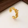 Anel de Riqueza Flor Tridimensional de Cabacete Estilo Antigo de Luxo Leve Vintage Anel de Casal de Nicho de Alta Qualidade da Moda para Mulheres