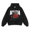 Moletons Masculinos Europeus e Americanos Marca de Moda de Rua Anime Batalha Quadrinhos Oversize Algodão Puro Lavado Desgastado Tops para Homens
