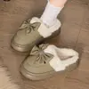 2025 Nuevas Zapatillas de Mujer Planas con Lazo Forradas de Felpa para Otoño e Invierno Moda Sencillas Ligeras de Pareja Peludas de Moda