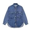 Exportação transfronteiriça de roupas europeias e americanas, primavera, novo estilo de bolso com design de nicho, camisa jeans solta e versátil
