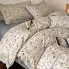Juego de Ropa de Cama de Cuatro Piezas Estilo Retro de Lino y Algodón Puro Modelo Nuevo 2026 Sábana y Funda de Edredón 100% Algodón y Lino Juego de Cama de Tres Piezas para Dormitorio