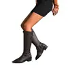 Botas Largas de Mujer Tallas Grandes 2026 Otoño/Invierno Nuevas Tacón Cuadrado Botas Altas Europeas y Americanas Cremallera Lateral Hebilla Color Sólido Botas de Mujer