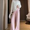 Pantalones de punto de pierna ancha con diseño de punto cruz para mujer, nuevos para otoño e invierno, ajustados, casuales, rectos, pantalones largos colgantes