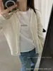 Cárdigan de Ganchillo Hueco con Cuello en V para Mujer, Nuevo Estilo Otoño, Corte Holgado, Versátil, Suéter Abrigo de Estilo Casual, Top de Manga Larga