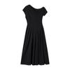 Estilo Europeu e Americano Popular na Amazon e Aliexpress Moda Tendência Versátil Vestido Curto de Manga Curta Flare Gola Redonda Ombro a Ombro 3 Cores