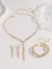 Joias para Exportação Europeia e Americana Atacado de Conjuntos de Joias Colares Femininos Joias de Noiva Pulseiras Brincos Colares Correntes de Garra Strass