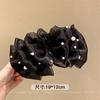 Pinza de Lazo Doble Faz Negro Estilo Hepburn para Mujer, Grande, de Alta Gama, para el Cabello, Parte Posterior de la Cabeza, Tipo Tiburón, Tocado