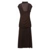 Comércio Exterior Amazon Transfronteiriço Roupas Femininas Verão 2025 Novo Estilo Moda Europeia e Americana Simples Tule Costurado Vestido Midi