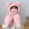 Máscara de Oso, Gorro, Bufanda, Gorro Todo en Uno, Guantes de Invierno para Mujer Adulta, Bufanda para el Cuello, Cortavientos para Ciclismo, Lindo y Cálido Tres en Uno