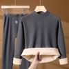 [Terciopelo de camello grueso] conjunto de ropa interior térmica de otoño e invierno de cuello medio alto para hombre y mujer, afelpado y grueso, resistente al frío, ropa de otoño, pantalones largos
