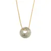 Colar de Malachite Fashion Europeu e Americano Joias Nicho Design de Luxo Leve Pedra Natural Ágata Pingente Redondo Colar
